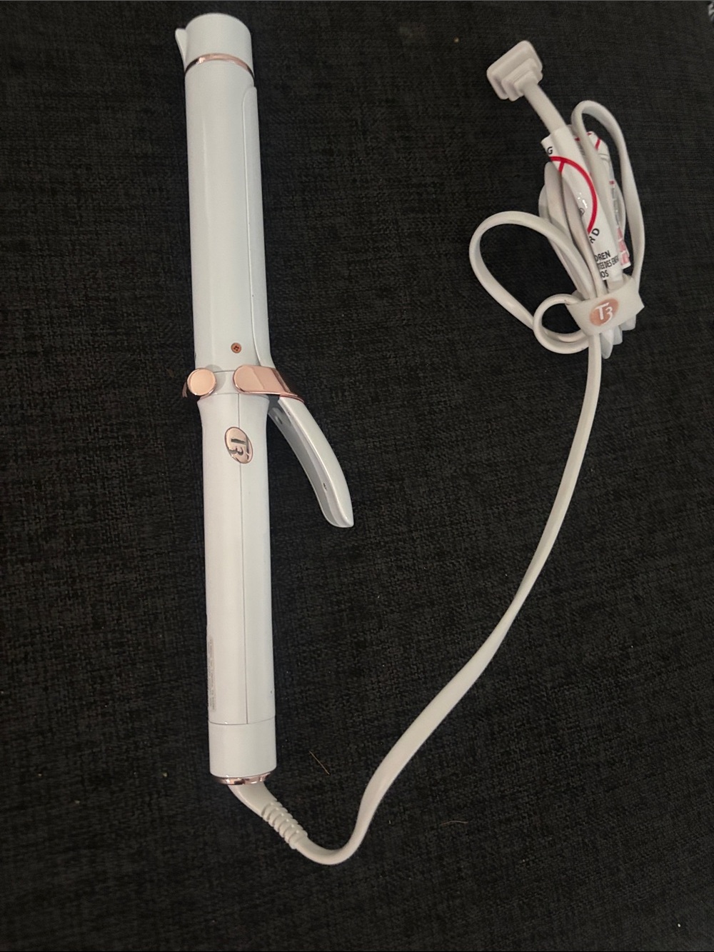 T3 White and Rose Gold Curling Wand